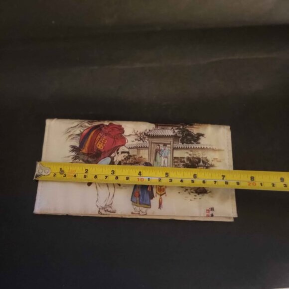 Chinese Vintage Small Satin Clutch,Wallet, Or Tobacco Pouch With A Painted Image - Picture 5 of 6